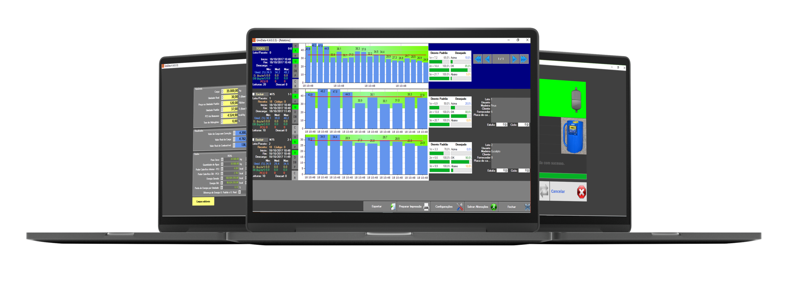 UmiData para medidores de umidade de biomassa, madeira, toras e lenhas.