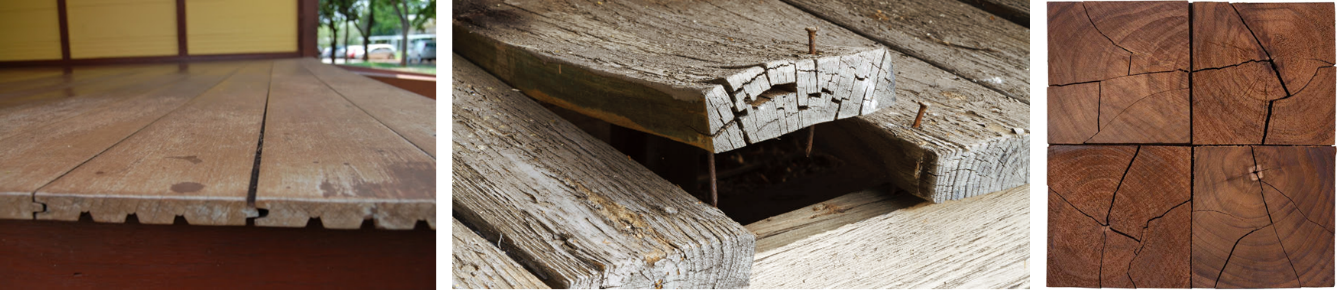 Wood drying defects such as cracks and warping